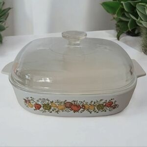 Vintage Corningware spice of life casserole dish domed pyrex lid corning ware